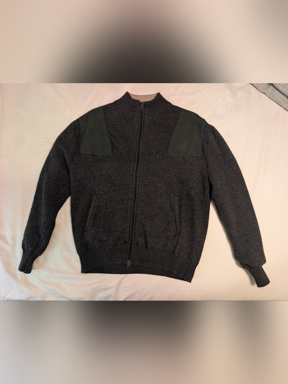 Men's Charcoal Beretta Wool Shooting Sweater Lined Full Zip